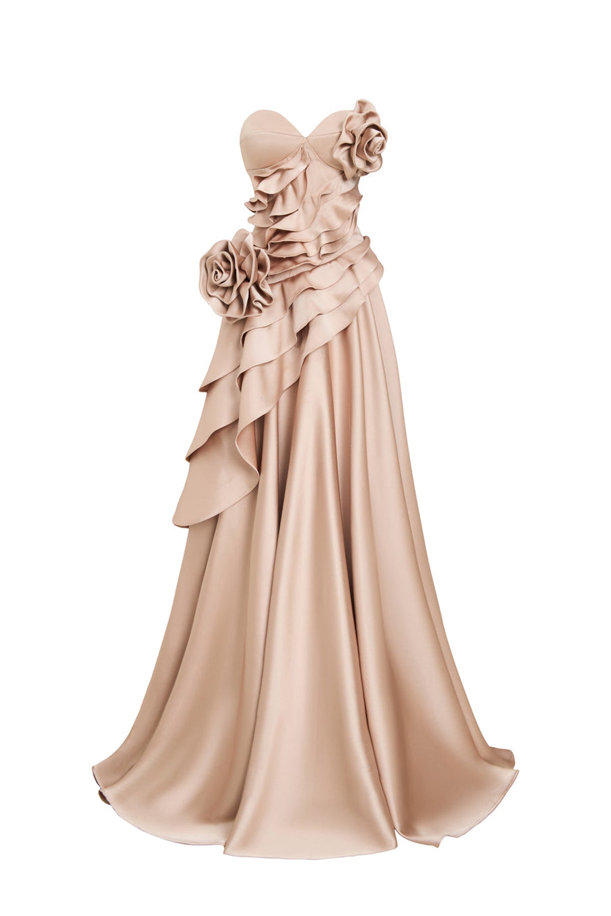 Golden Rose Sweetheart Applique Maxi Dress Rose Brown / XL