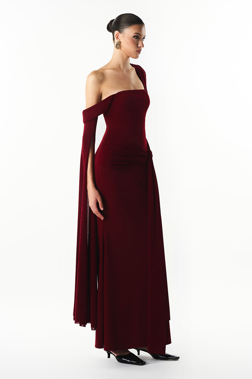 Marvina Asymmetric Neck Draped Maxi Dress