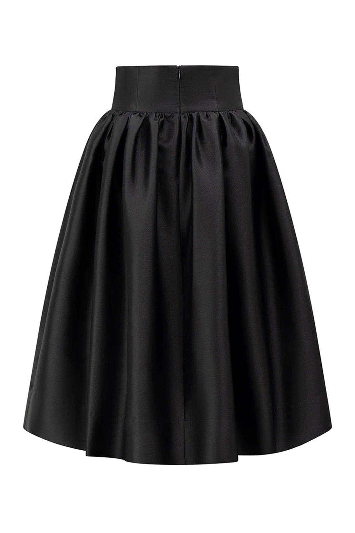 Rosalie Fit and Flare High Waist Taffeta Midi Skirt