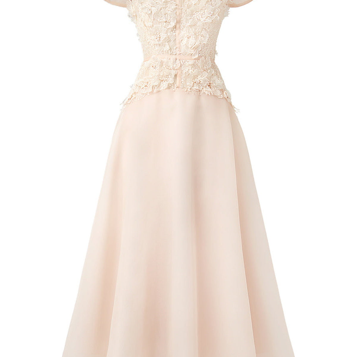 Starry A-line Flower Applique Organza Midi Dress