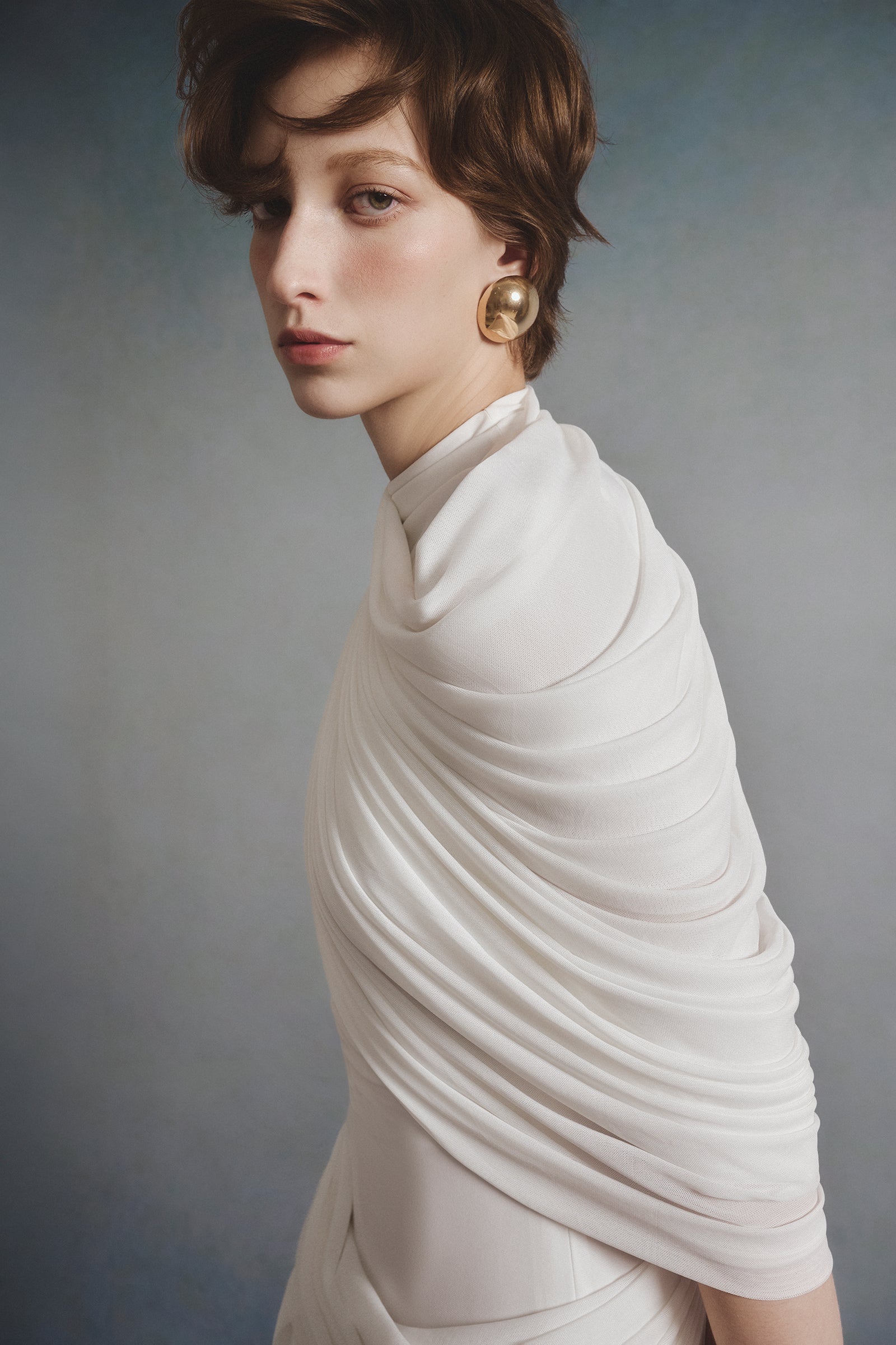Poetry Asymmetric Sleeve Midi Dress