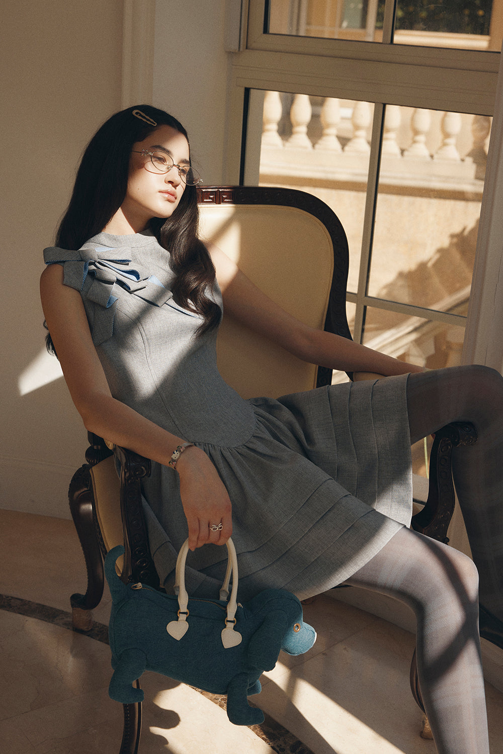 Angie High Neck Ribbon Mini Dress