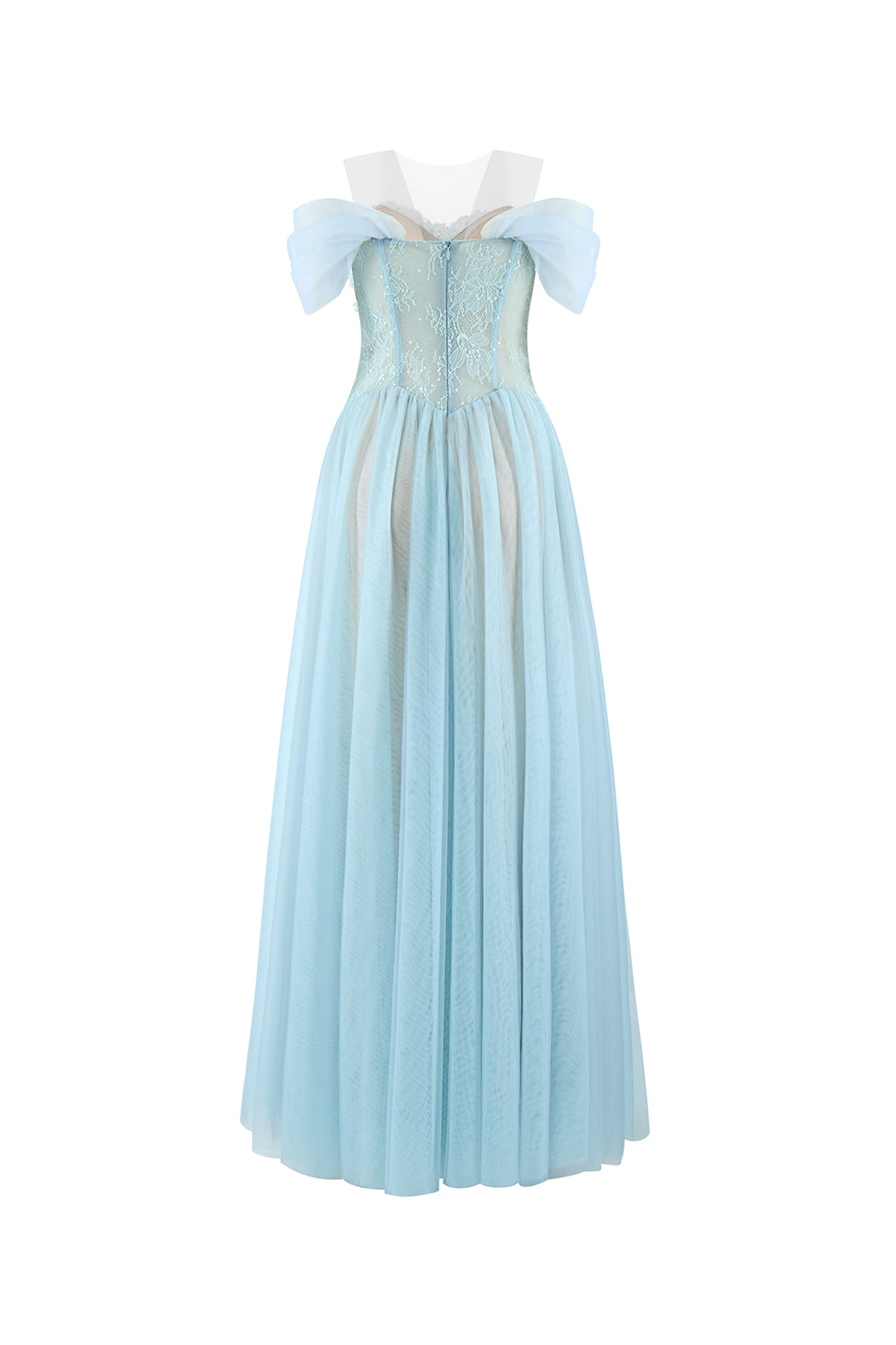 Meliora A-line Illusion Neck Mesh Lace Floor Length Dress