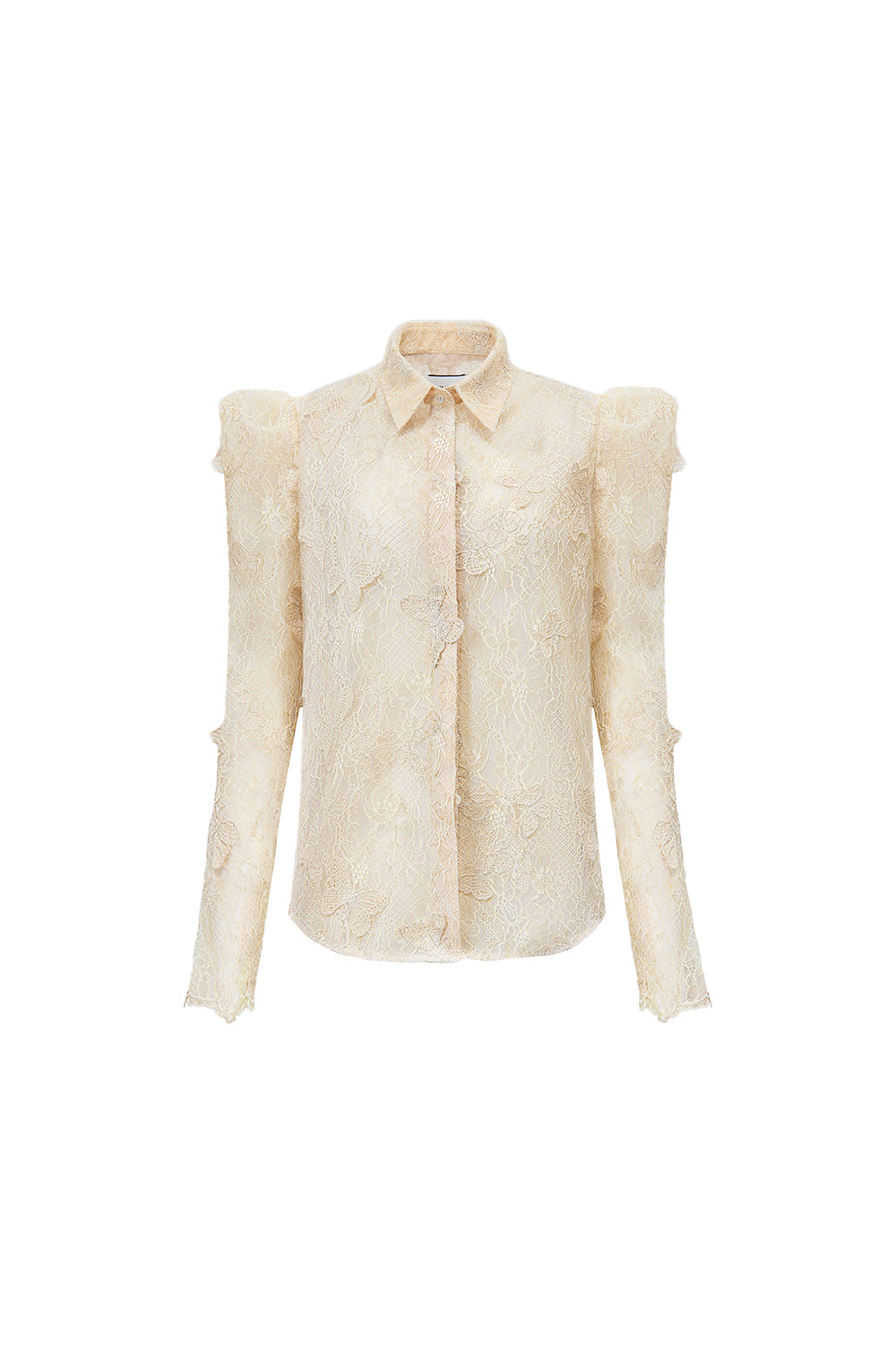 Butterfly Reverie Straight Leg Of Mutton Sleeved Tulle Shirt