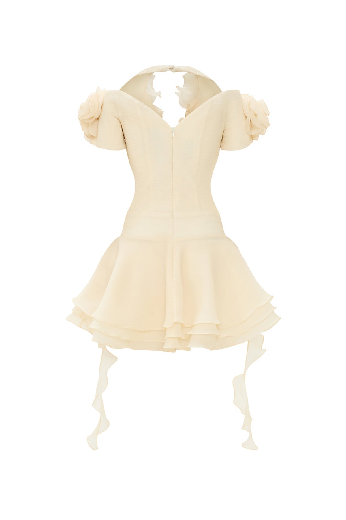 Fleur de Soleil Puff Sleeve Ruffle Mini Dress