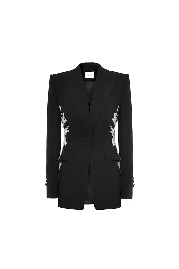 Huesca Structured Peak Lapel Crepe Blazer