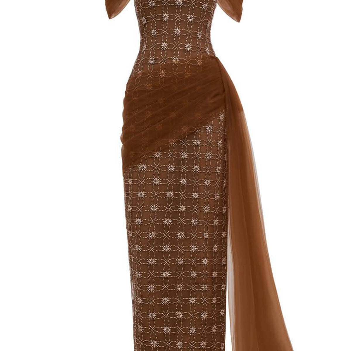 Sienna Sheath Cold Shoulder Sleeved Polyester Maxi Dress