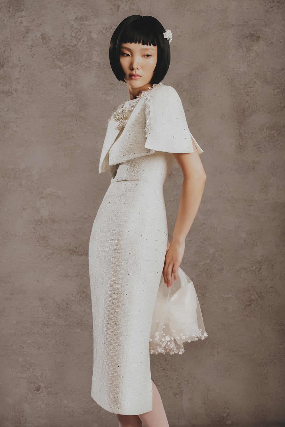 Mara Cape Sleeve Midi Dress