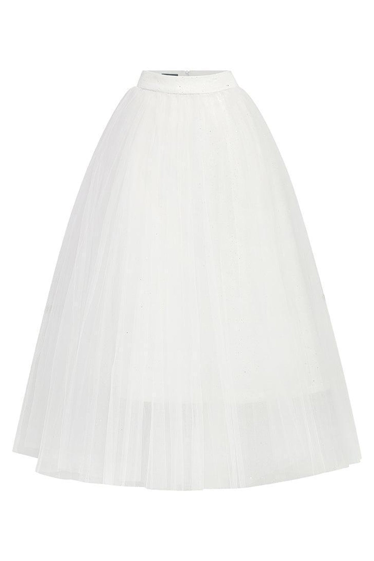 Adele A-line Pleated Tulle Midi Skirt
