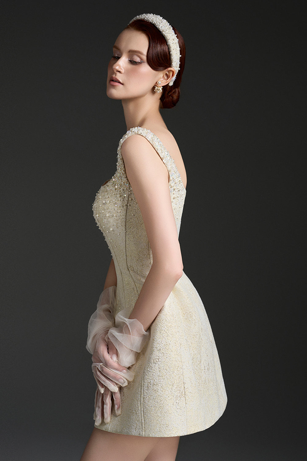 Ivoire Brocade Mini Dress