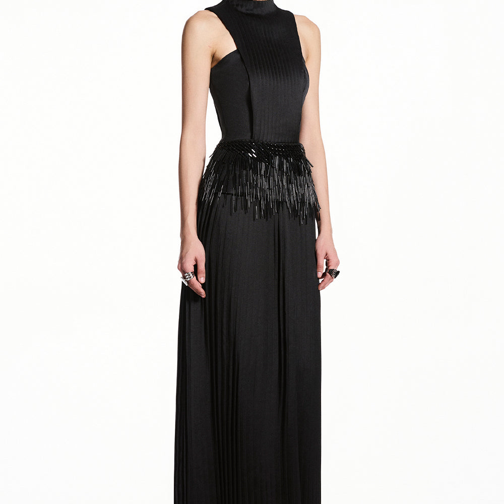 Veyra High Neck Fringe Maxi Dress
