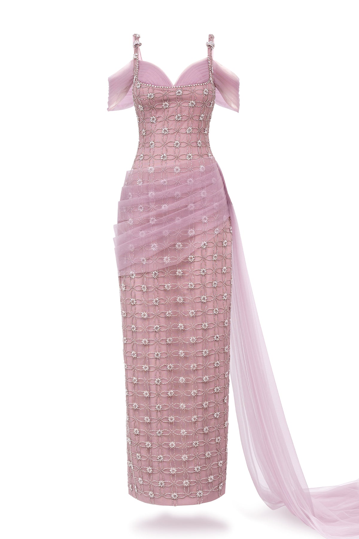 Sienna Sheath Cold Shoulder Sleeved Polyester Maxi Dress