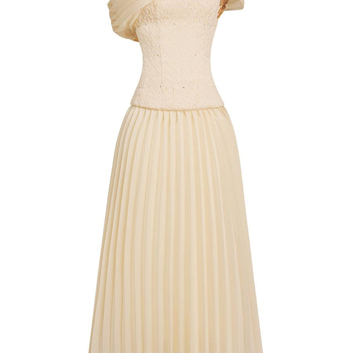 Sovere Flared Knife-Pleated Crepe Ankle Length Dress