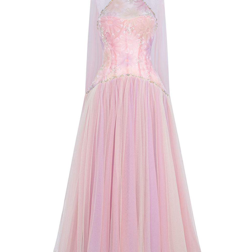 Roxie A-line Halter Neck Tulle Ankle Length Dress