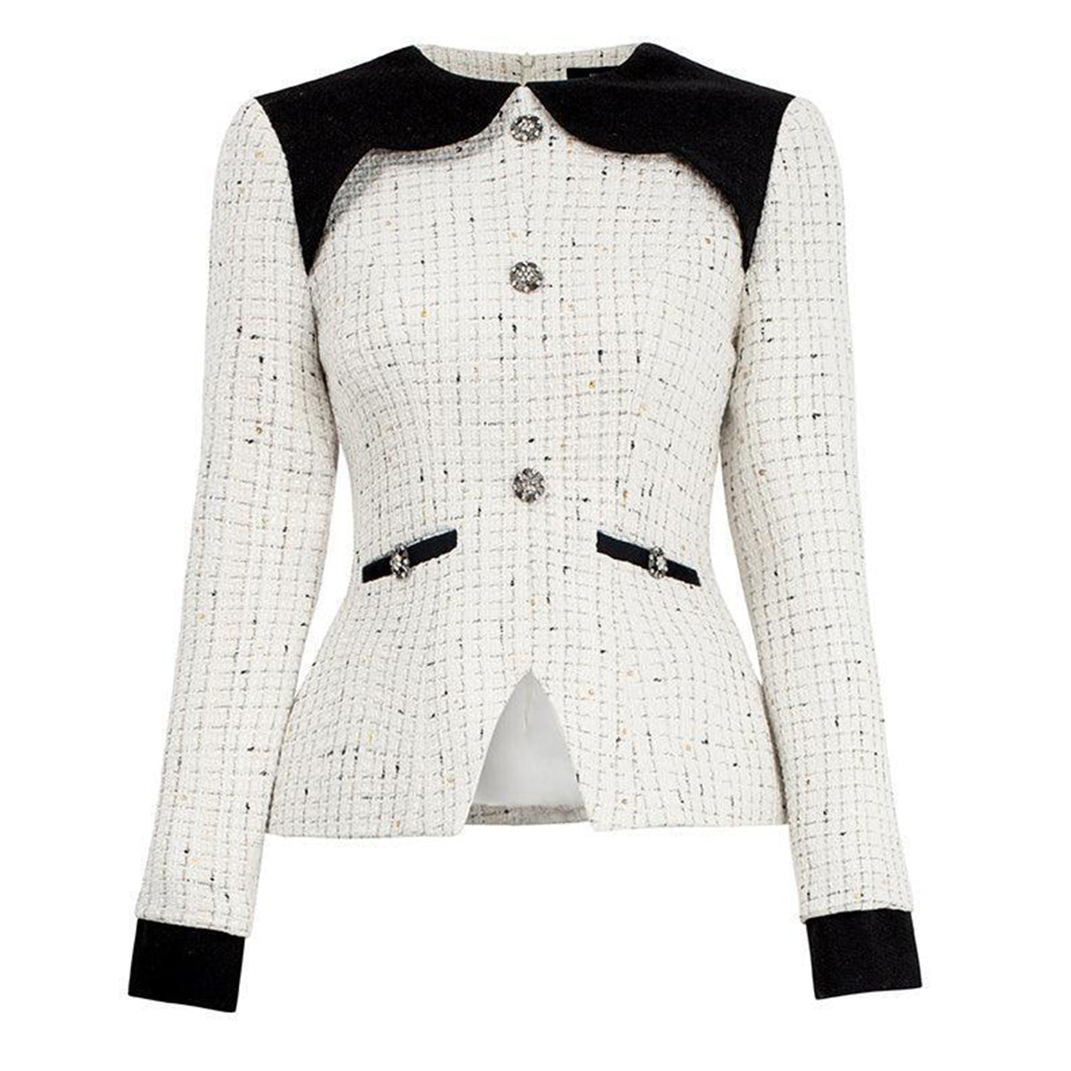 Abbey Peplum Round Neck Tweed Top