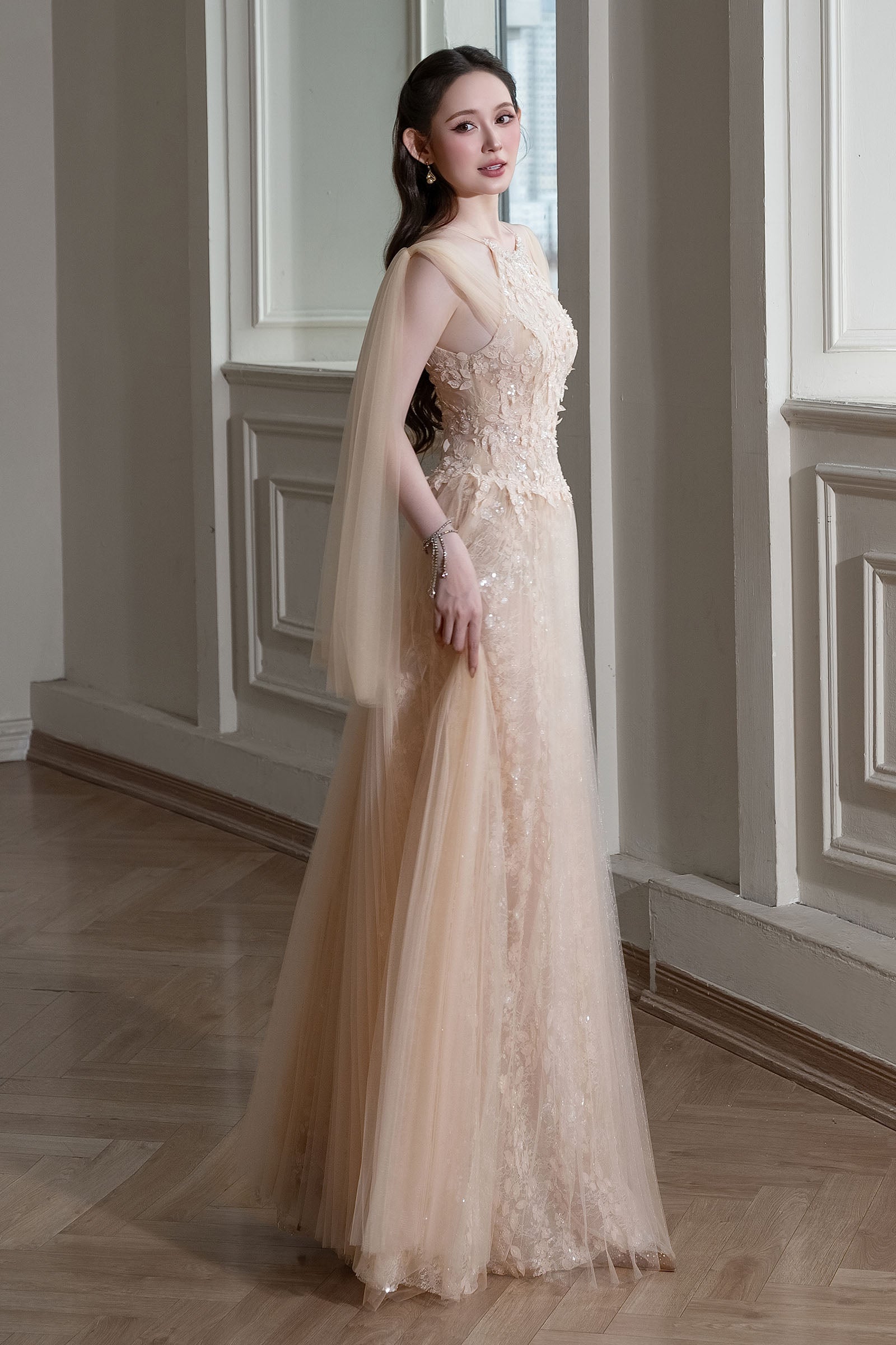 Kassia Cape Sleeve Maxi Dress