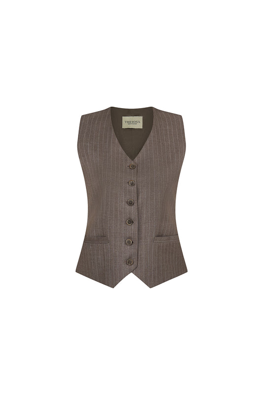 Glimmer Hourglass V-Neck Wool Blend Vest