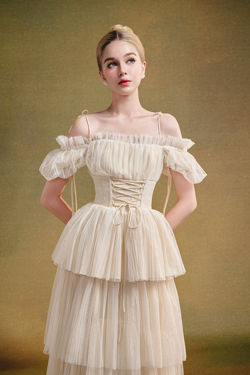 Cruel Summer Cold Shoulder Sleeve Gathering Maxi Dress