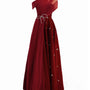Duarte Fit and Flare Crossover Mesh Silk Floor Length Dress - MEAN BLVD