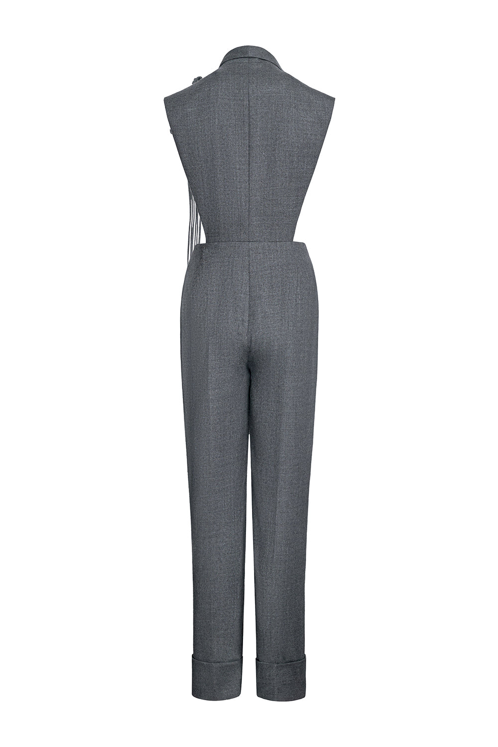Rhodes Straight Slim Leg Felt Ankle Length Jumpsuit