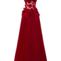 Quasar Pleated Spaghetti Strap Mesh Lace Floor Length Dress