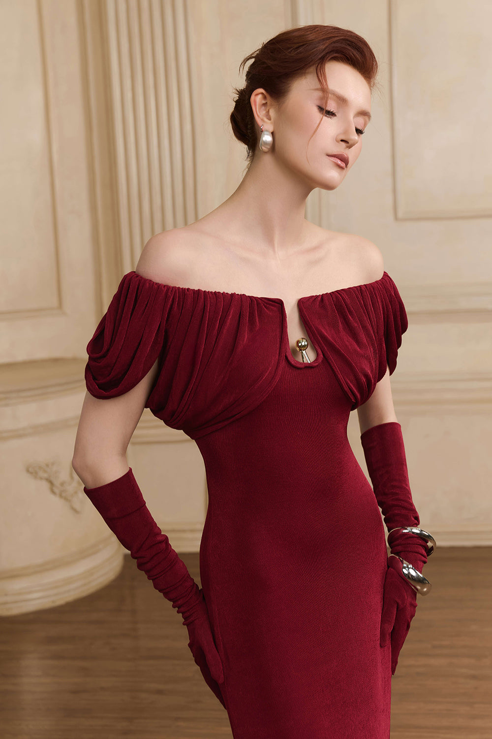 Women's Valentine Off-Shoulder Maxi Dress Red XS/S/M/L/XL MEAN BLVD Red / Customize
