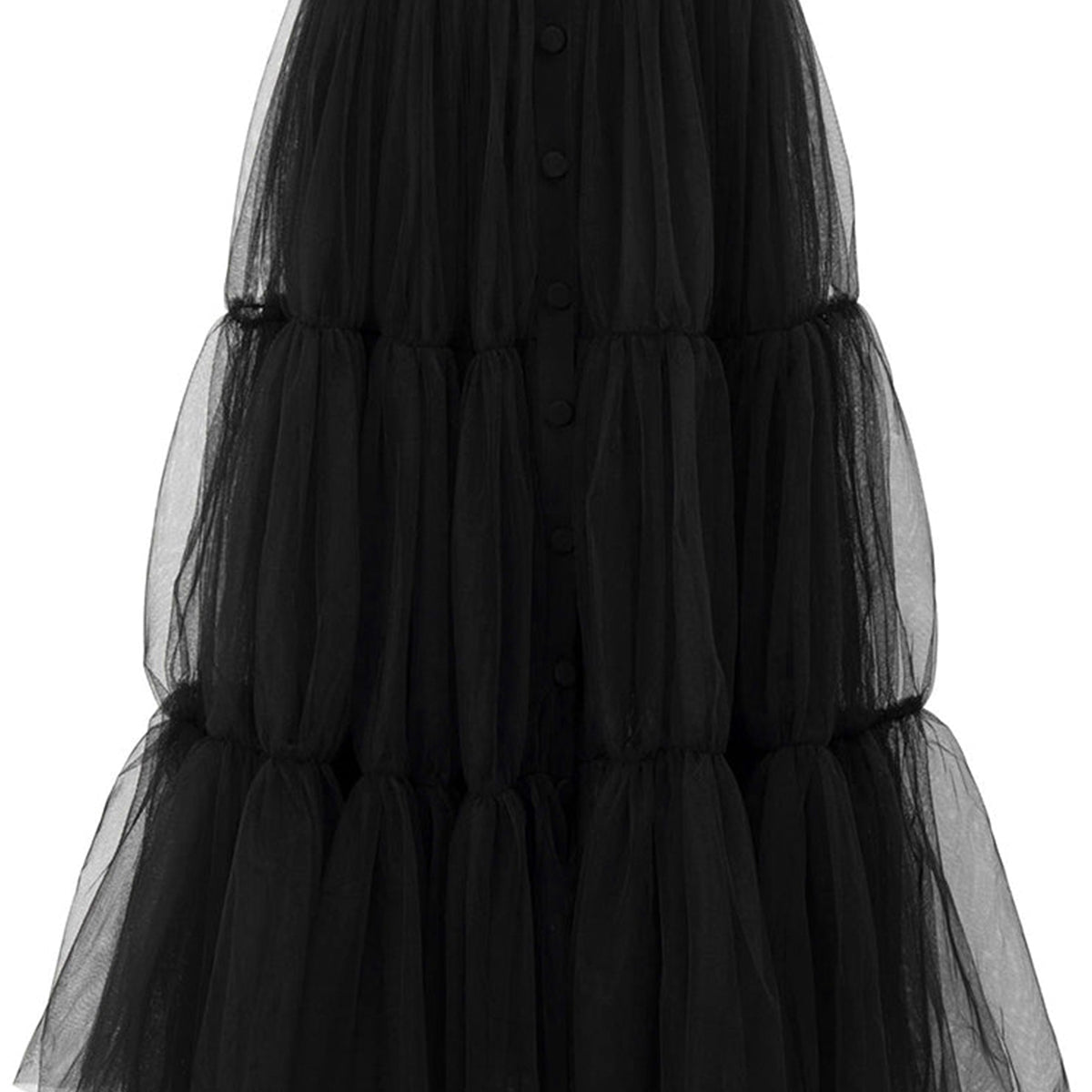 Devil Tiered Front Slit Tulle Midi Skirt