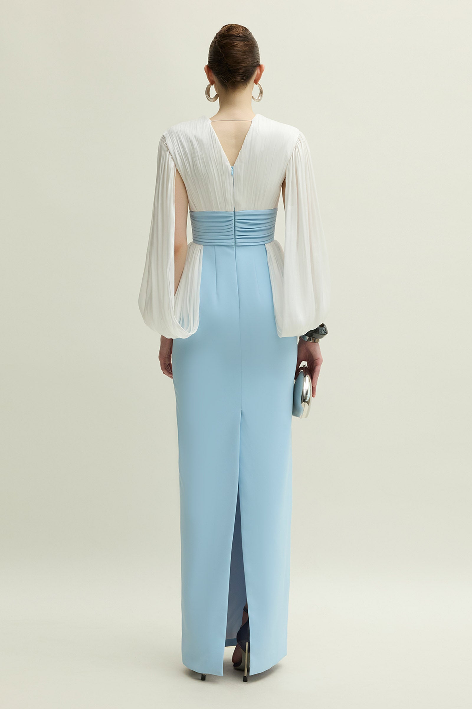 Duchess V-Neck Gathering Maxi Dress