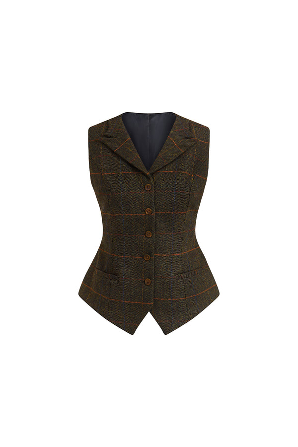 Carina Hourglass Notch Lapel Wool Vest