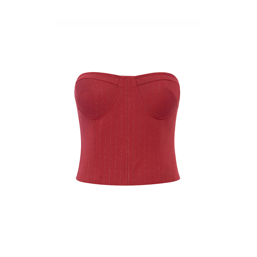 Kendra Bodycon Straight Across Neck Twill Crop Top