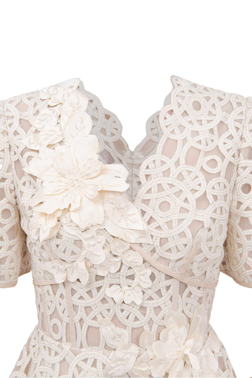 Bethany A-line V-Neck Lace Midi Dress