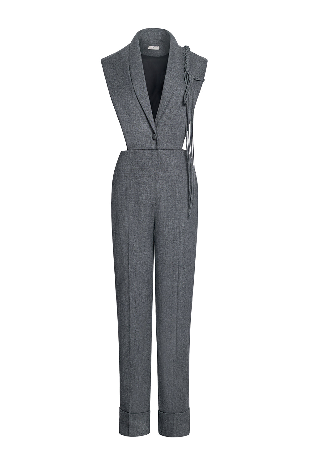 Rhodes Straight Slim Leg Felt Ankle Length Jumpsuit