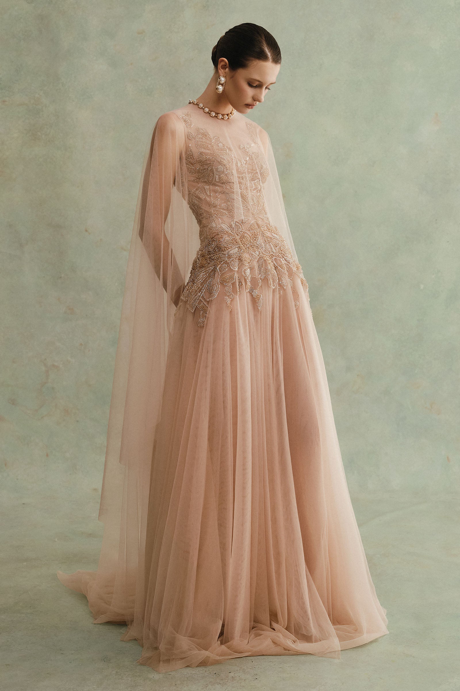 Avelia Cape Sleeve Maxi Dress