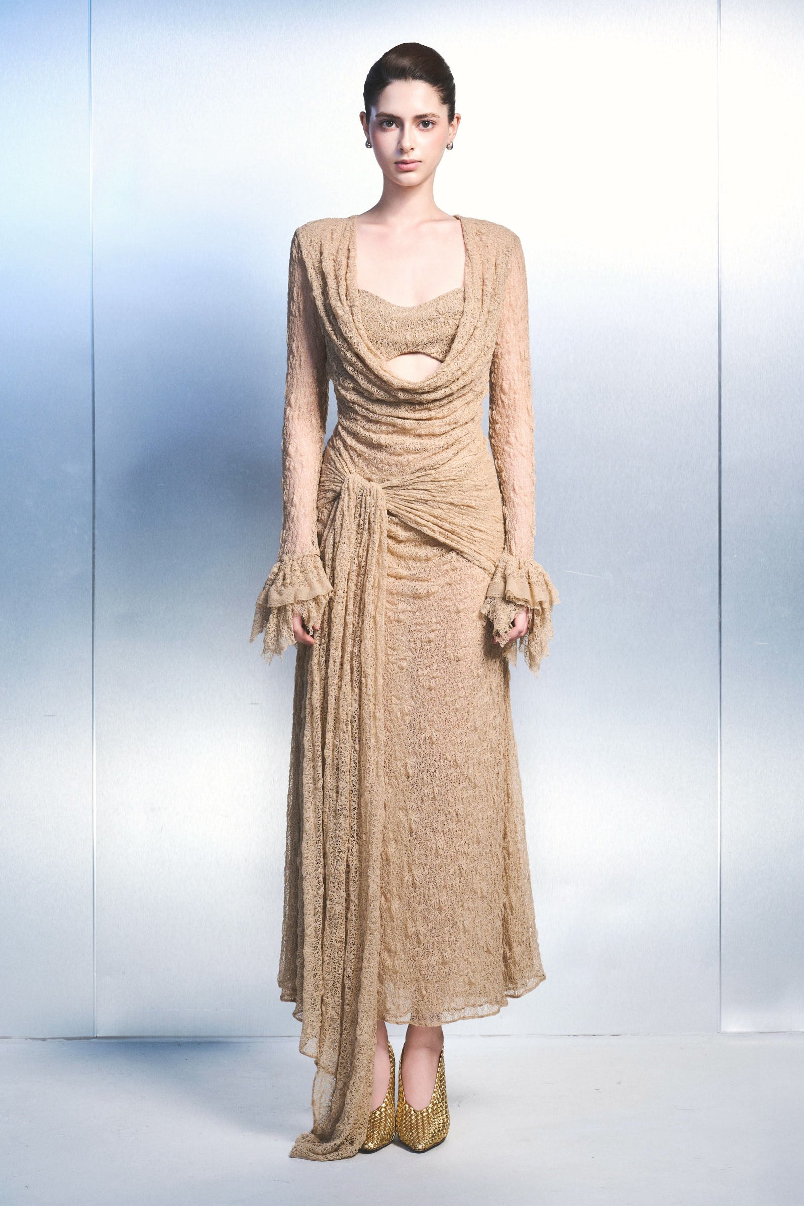 Tinea Bell Sleeve Midi Dress