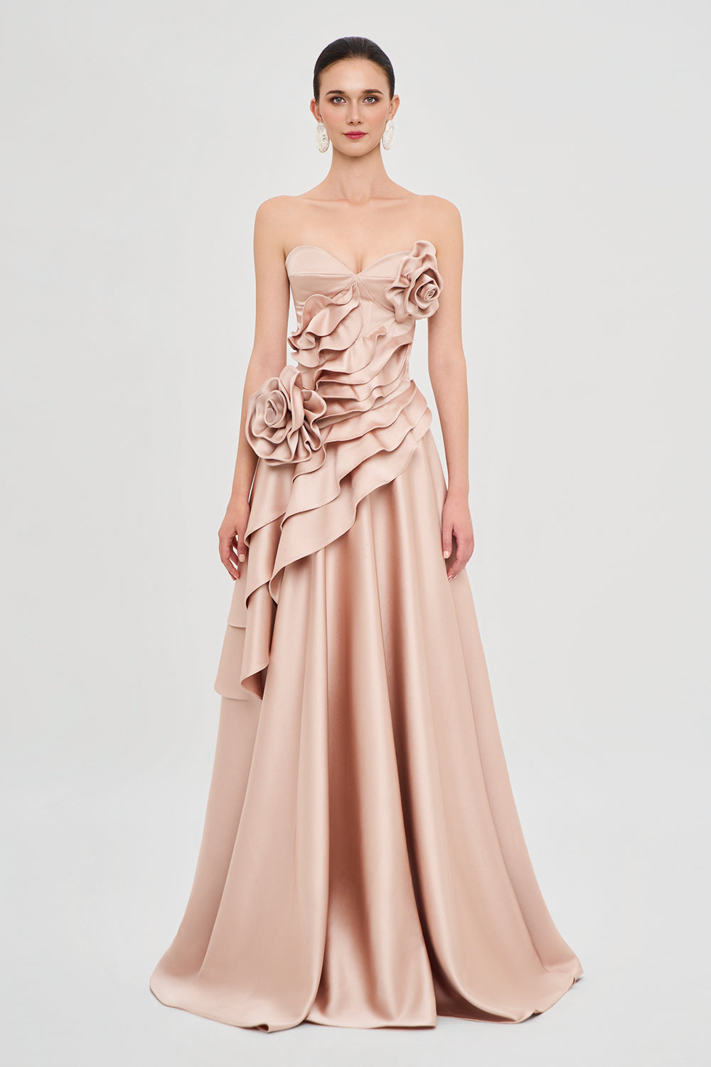 Golden Rose Sweetheart Applique Maxi Dress