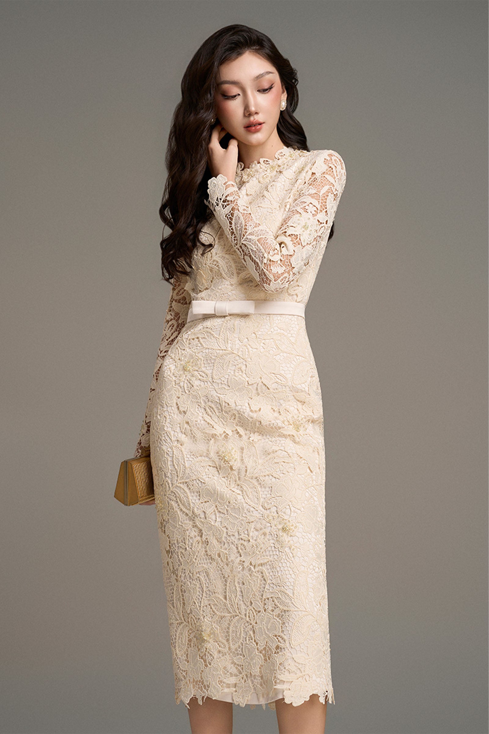 Solenne Lace Midi Dress