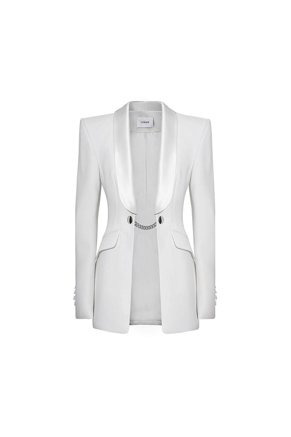 Ourense Straight Square Shoulder Satin Crepe Blazer