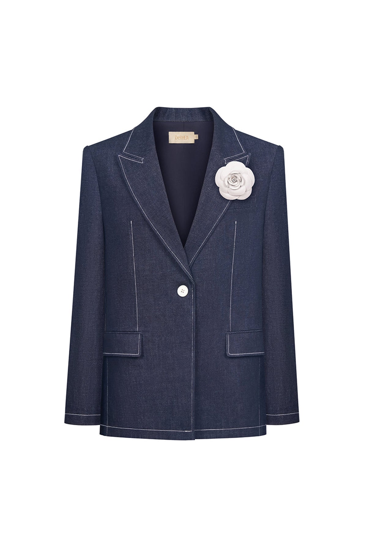 Matilda Straight V-Neck Denim Blazer
