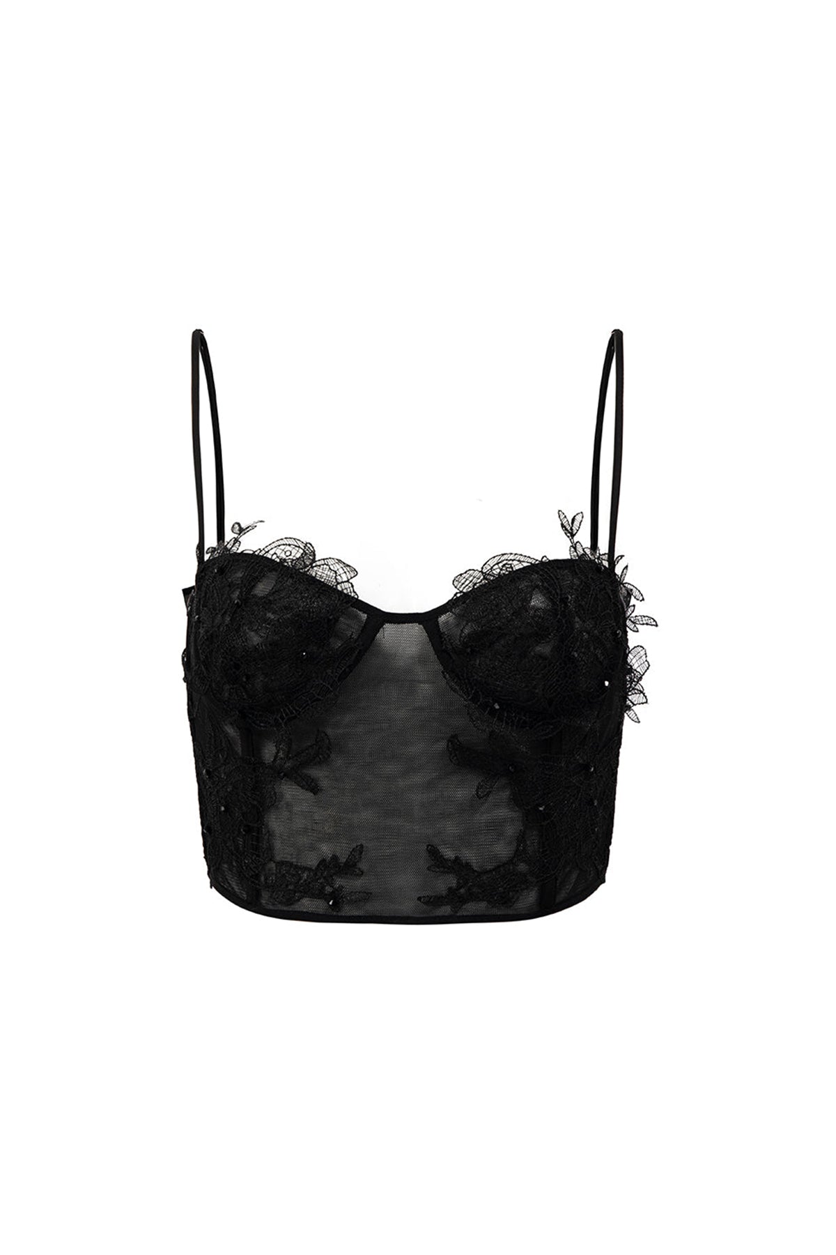 Pearl Bodycon See-Through Tulle Top