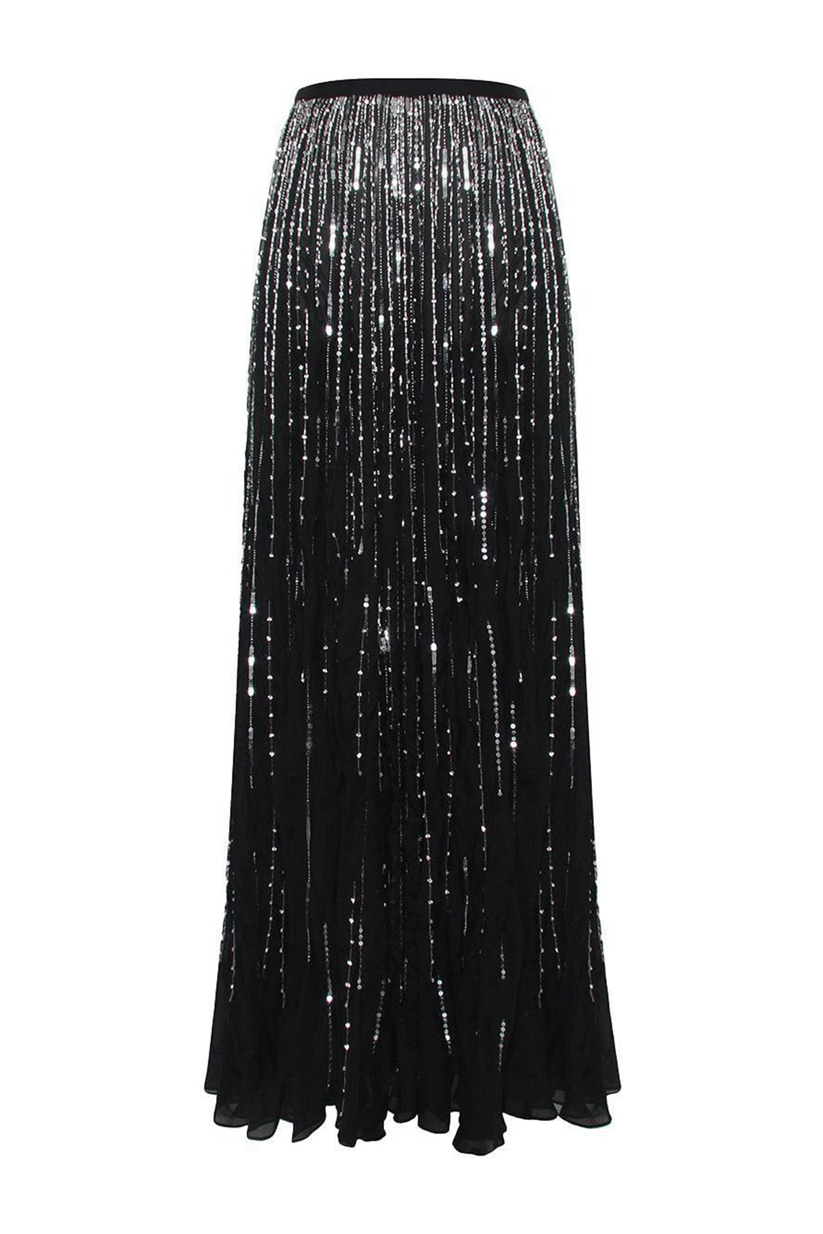 Sapphire A-line Stone Chiffon Floor Length Skirt