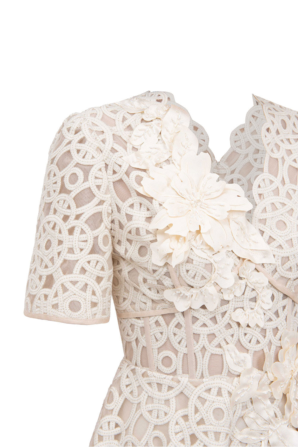 Bethany A-line V-Neck Lace Midi Dress