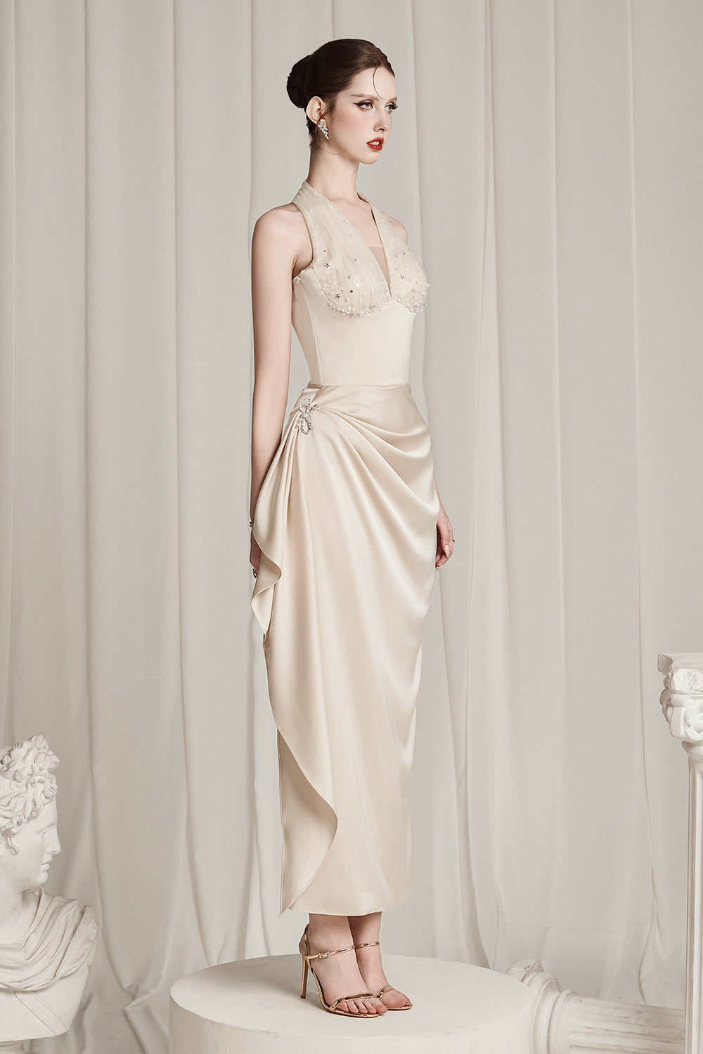 Clytia Draped Midi Dress