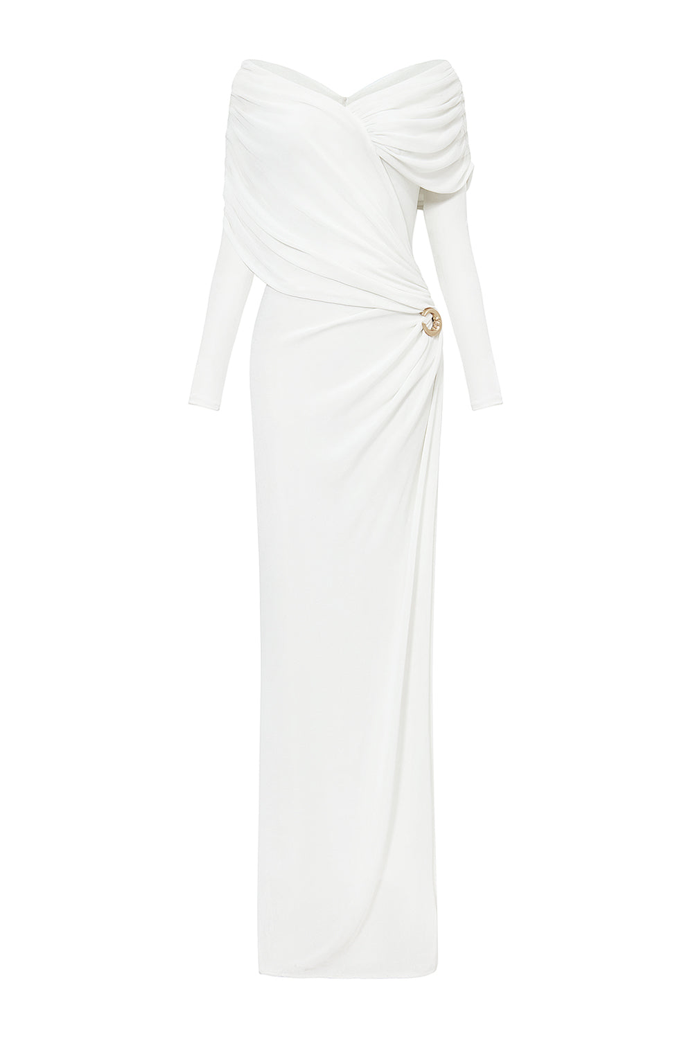 Aether Sheath Gathered Spandex Floor Length Dress