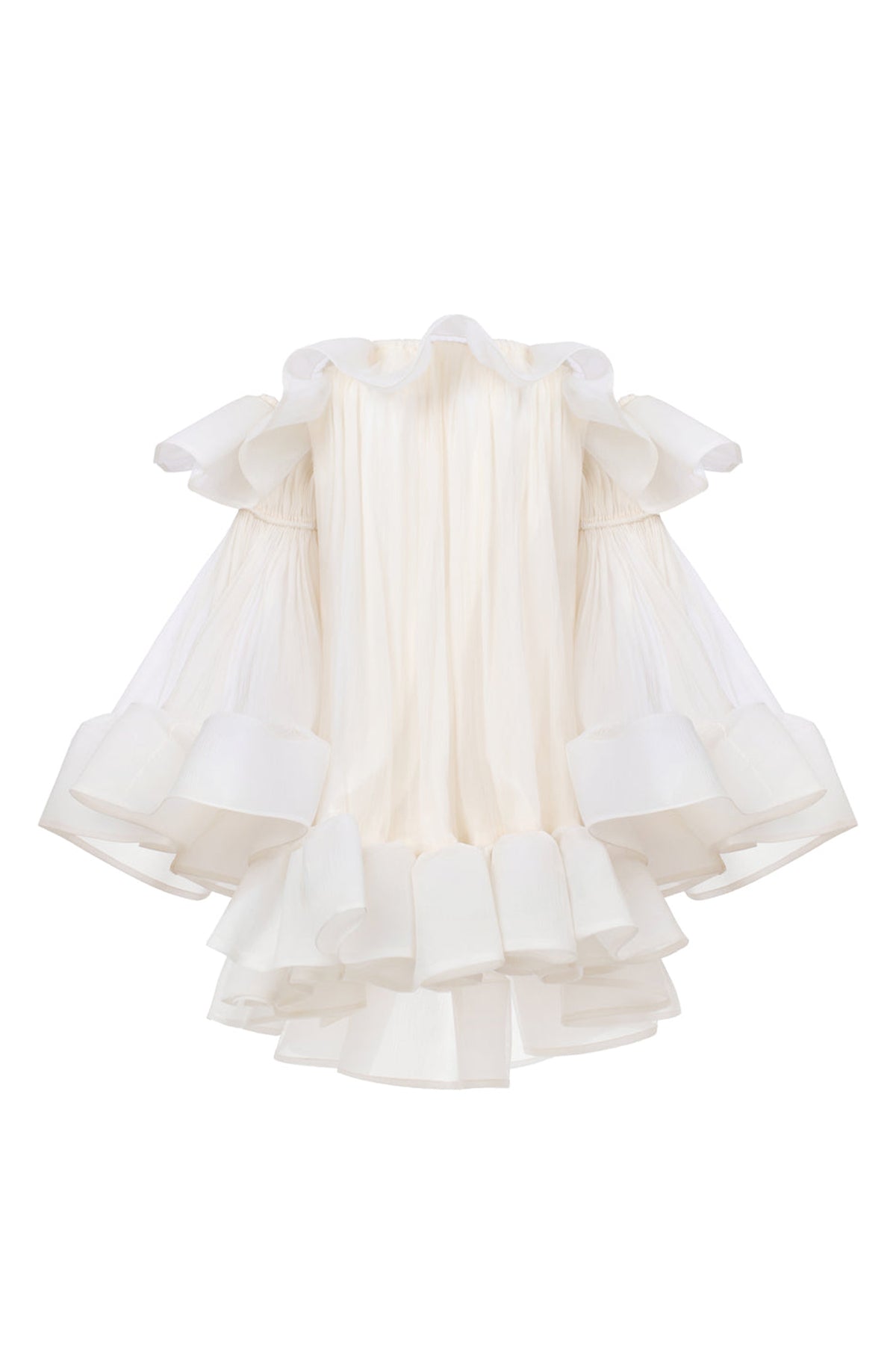 Flora Babydoll Ruffle Layer Crinkle Chiffon Mini Dress