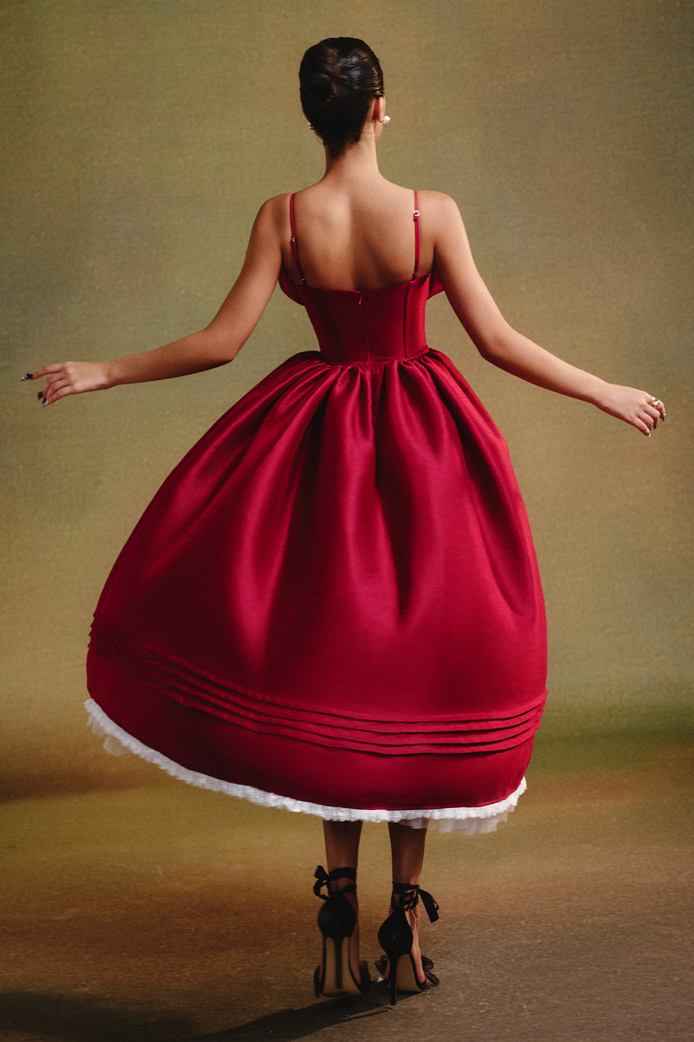 Tulip Ball Gown Ruffle Midi Dress