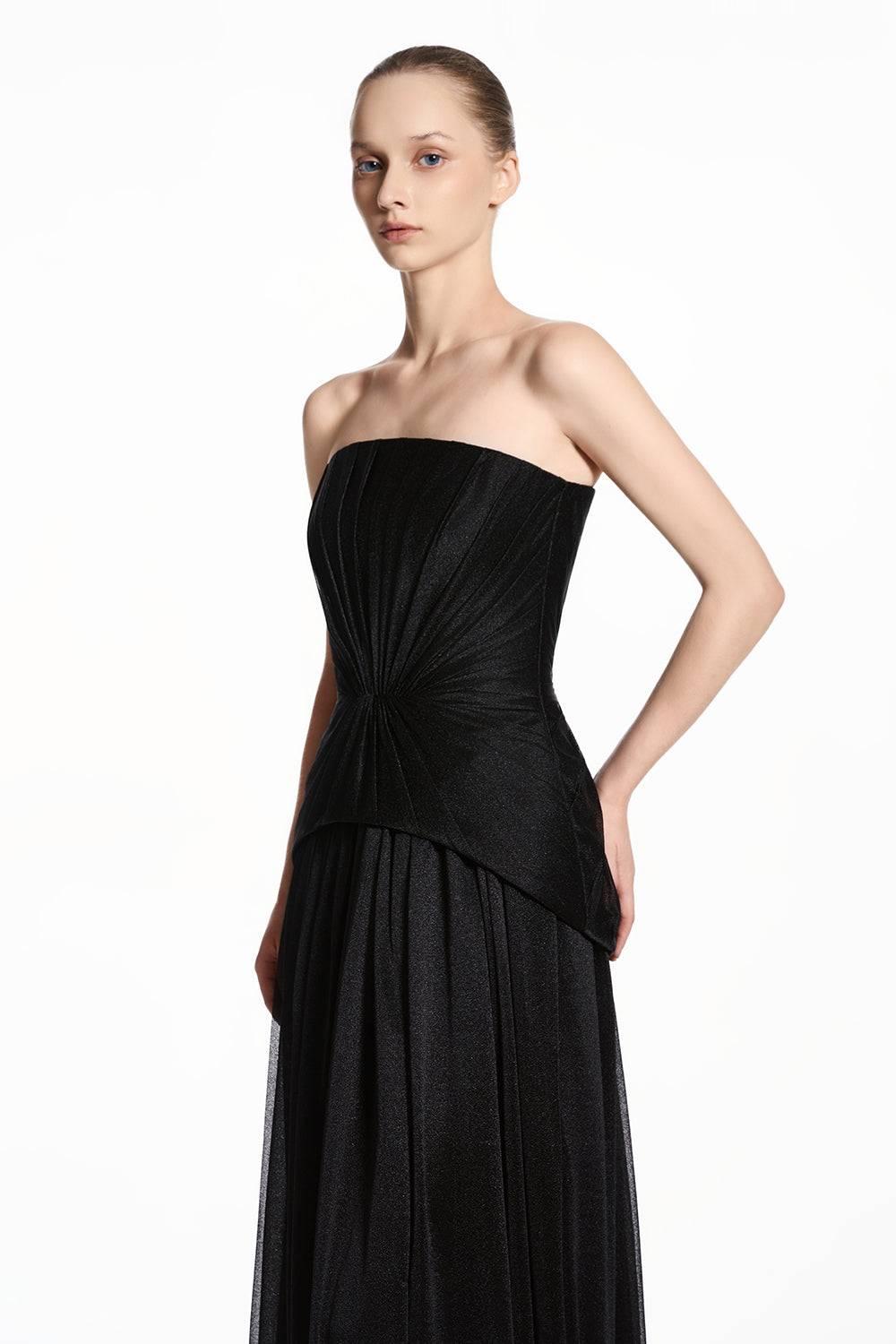 Lumine Square Neck Pleated Maxi Dress