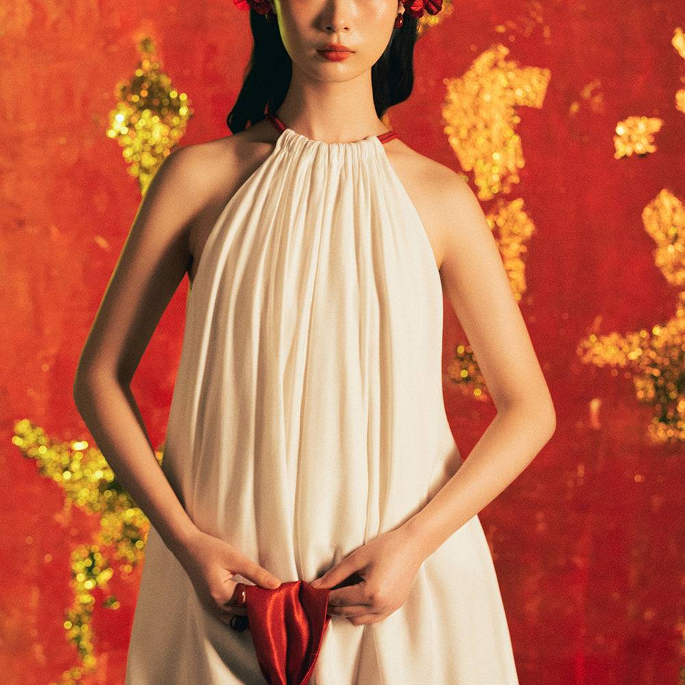 Hong Mai Halter Neck Taffeta Top