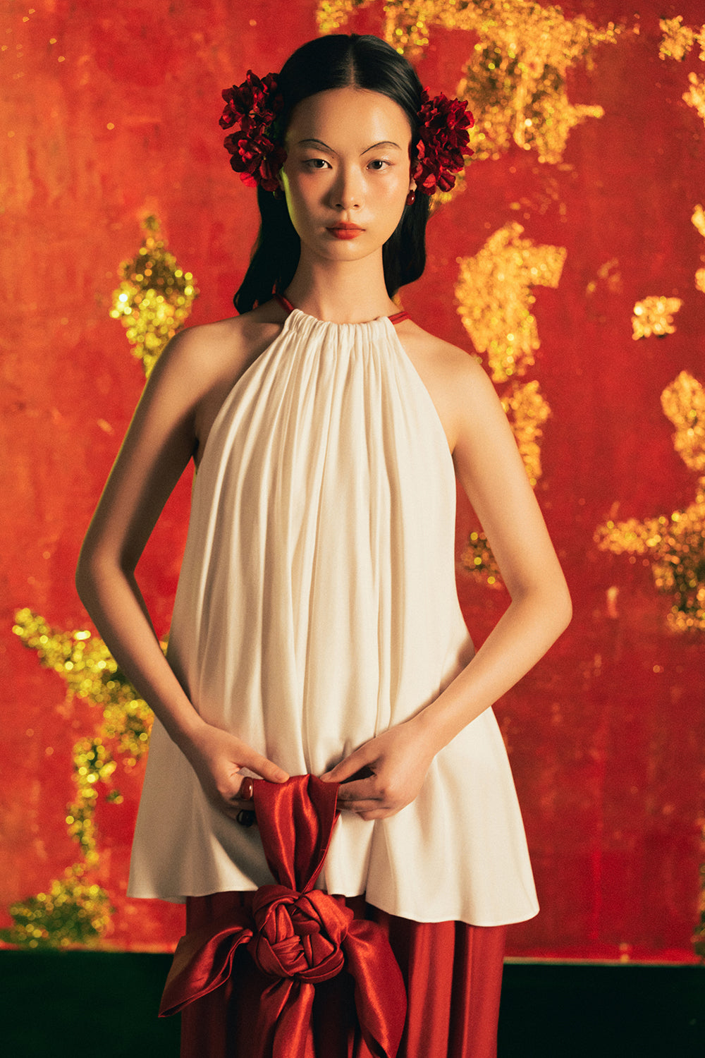 Hong Mai Halter Neck Taffeta Top