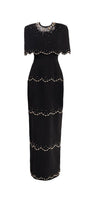 Chaya Sheath Round Neck Mesh Taffeta Floor Length Dress - MEAN BLVD