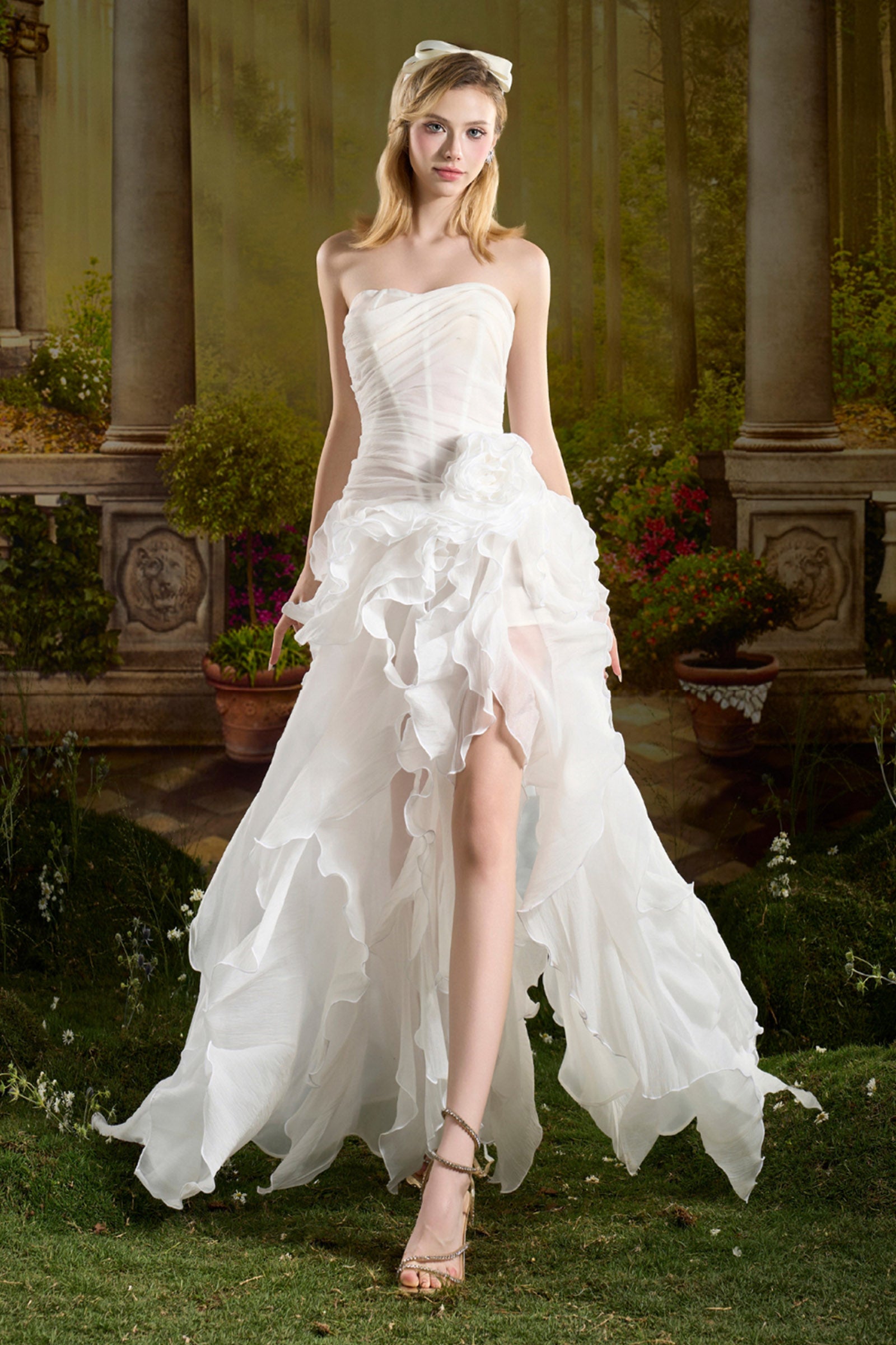 Women's Jelly Sweetheart Ruffle Maxi Dress XS/S/M/L/XL/Customize White MEAN  BLVD